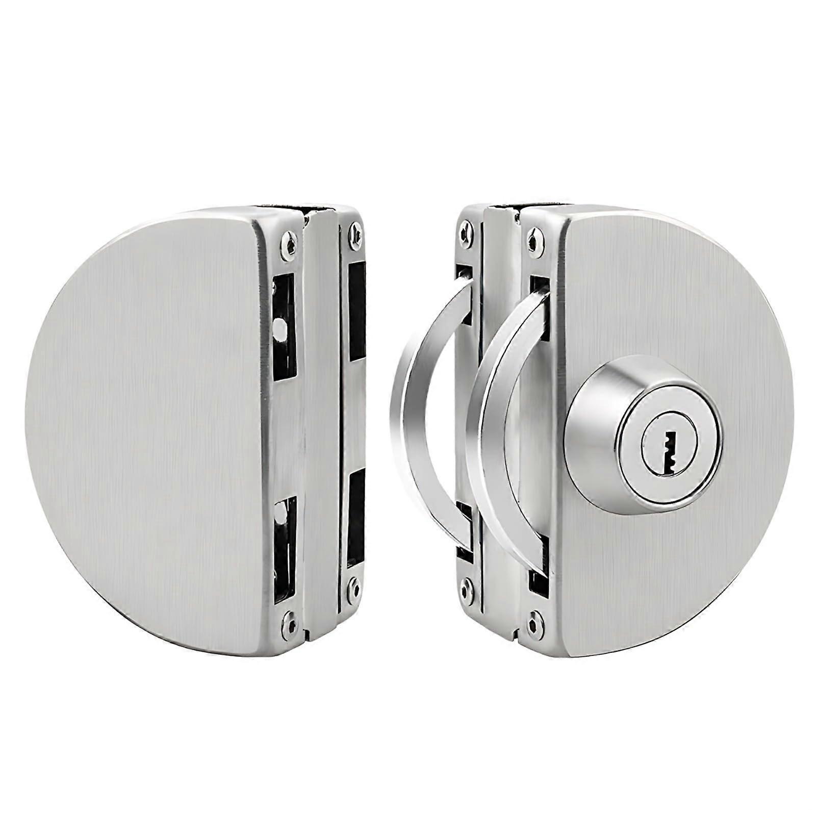 Glass Door Lock with Key, Dual Locking Security for Frameless Sliding Doors, Stainless Steel 1014mm