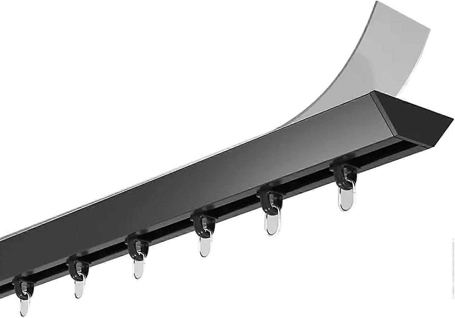 Ceiling Curtain Track Set, Self Adhesive No Drill Aluminum Rail 3m Black for Room Divider