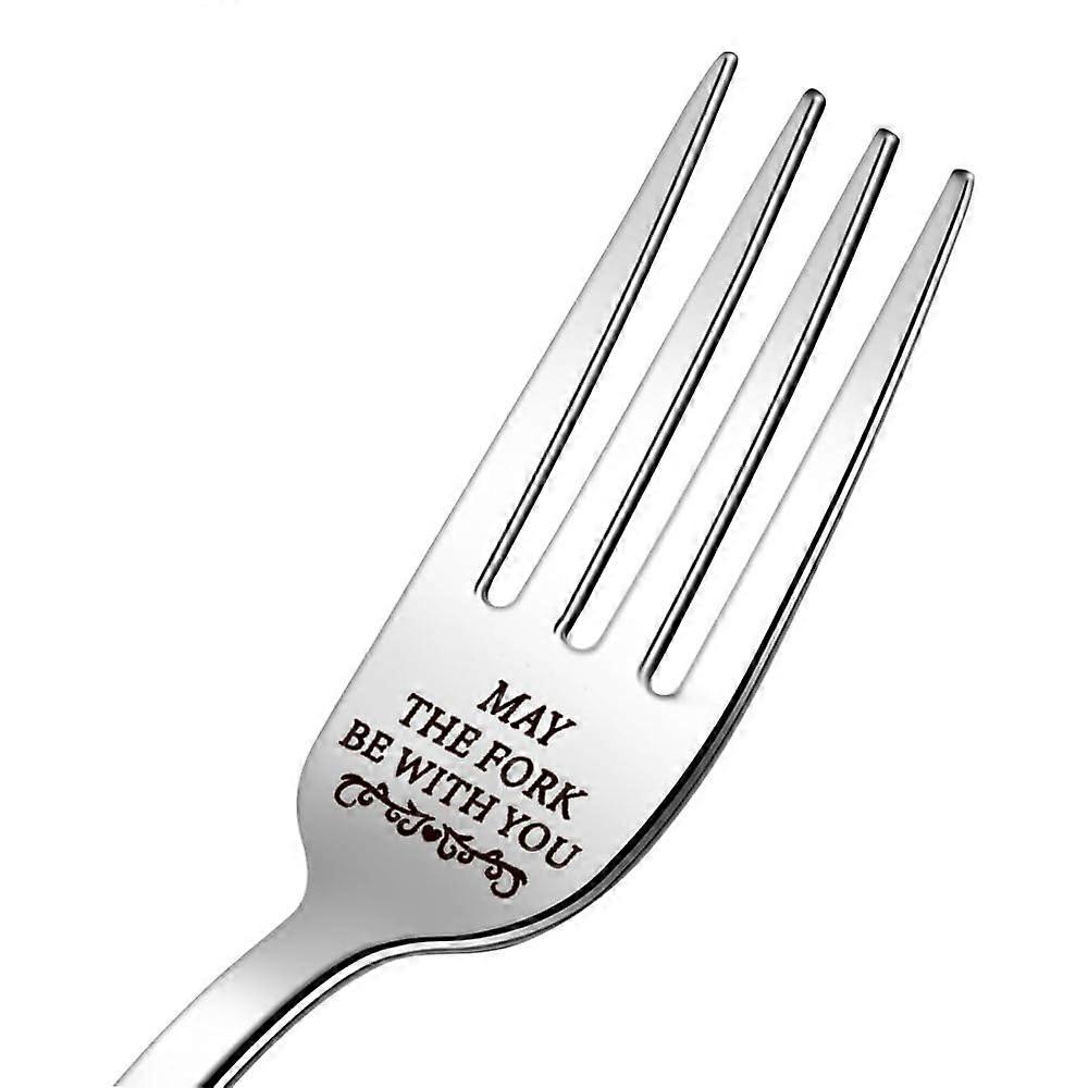 Engraved Stainless Steel Fork with May The Fork Be With You Message, Funny Gift for Movie Lovers