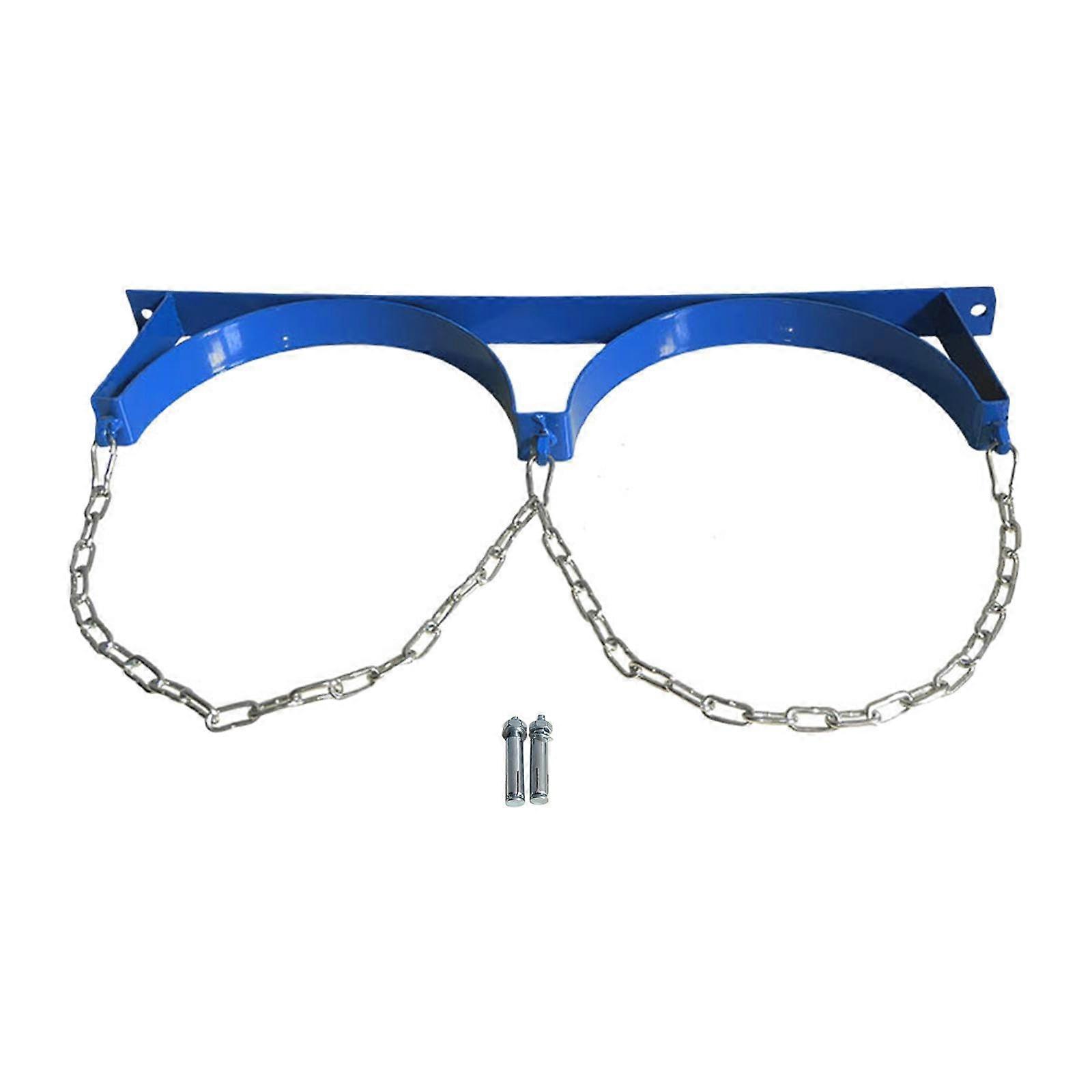 Gas Cylinder Wall Mount Bracket with Safety Chain for 8L40L Tanks, Heavy Duty Double Blue