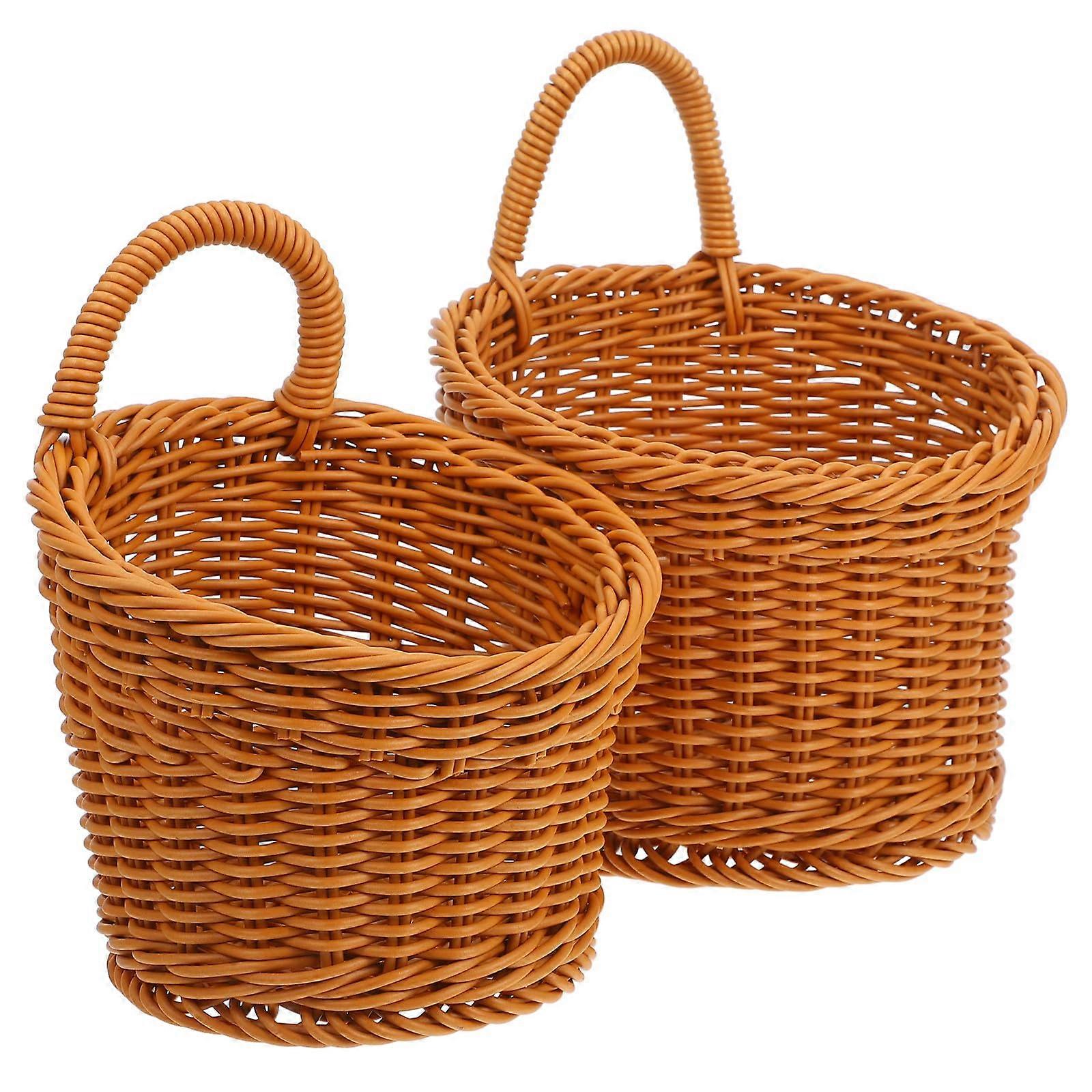 Hanging Storage Basket Set Woven Wall Mounted Kitchen Organizer SpaceSaving Vegetable Holder