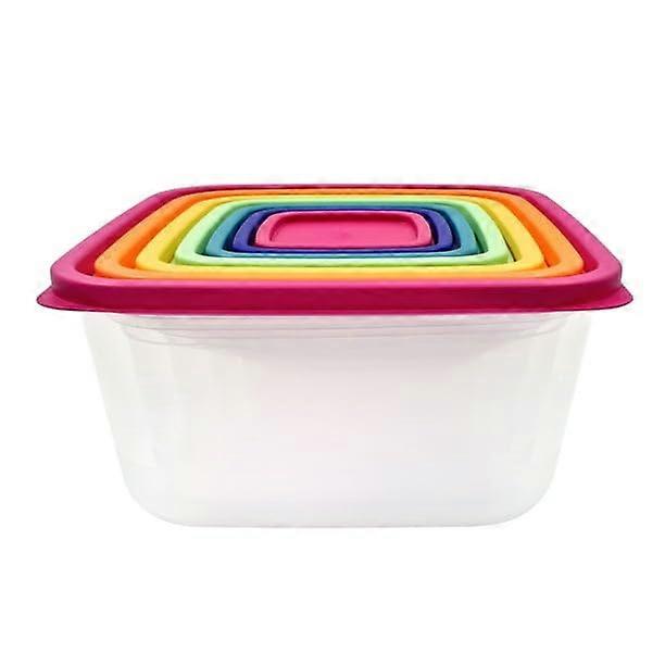 Food Storage Containers Set with Color Coded Lids, Nestable Multi Size Plastic Kitchen Storage