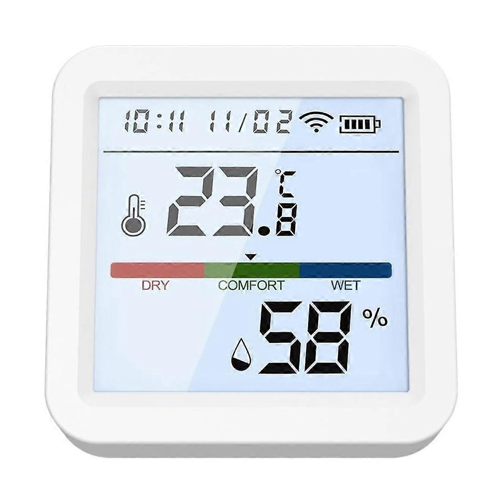 Smart Temperature and Humidity Sensor with WiFi Bluetooth, Backlit Display and Alarm Clock for Home
