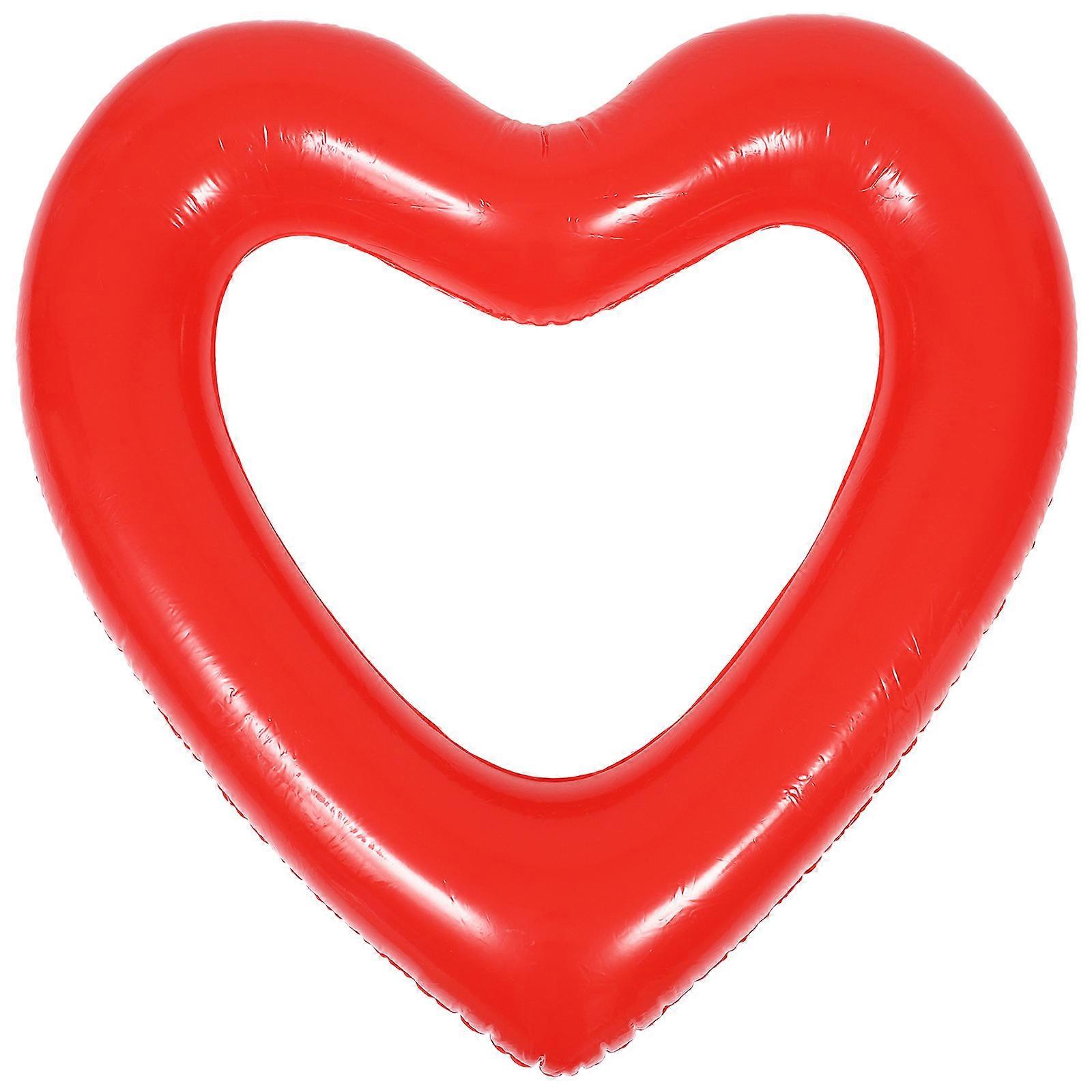 Swim Ring Heart Shaped Inflatable for Swimming 2Pcs Red Pool Float