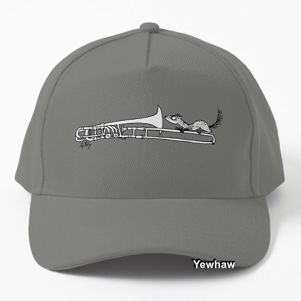 Weasel Sniffing A Trombone Baseball Cap Odd Black And White Line Drawing