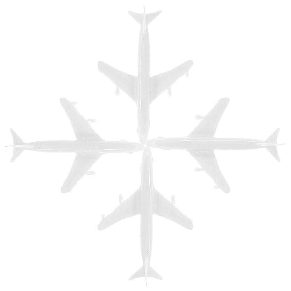 Modelo de avión blanco de plástico para decoración, 4 piezas, accesorios de avión en miniatura