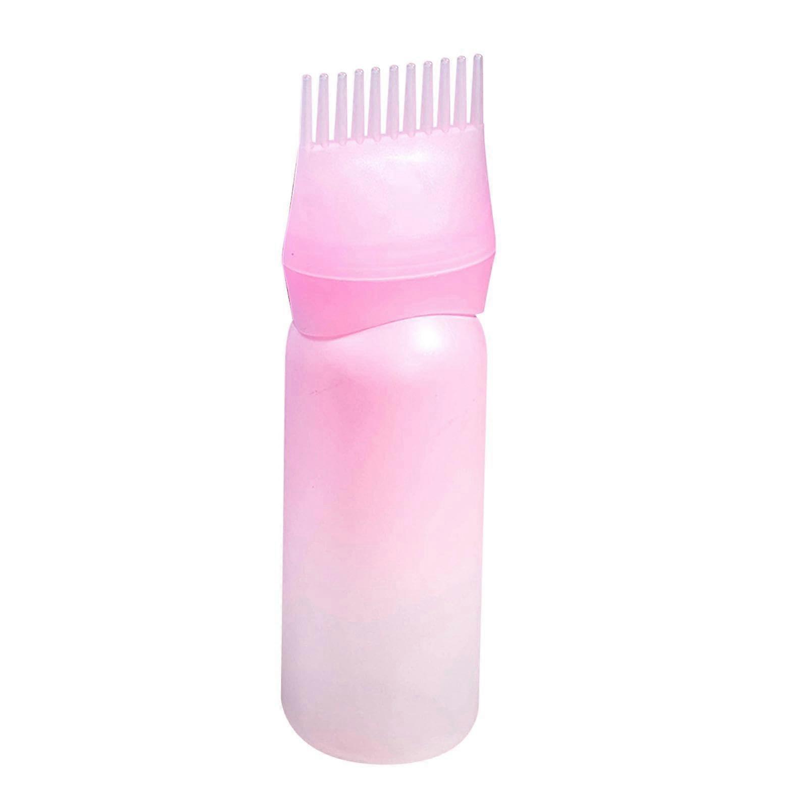 Hair Dye Applicator Bottle with Comb for Precise Salon Coloring, Pink Reusable Tool