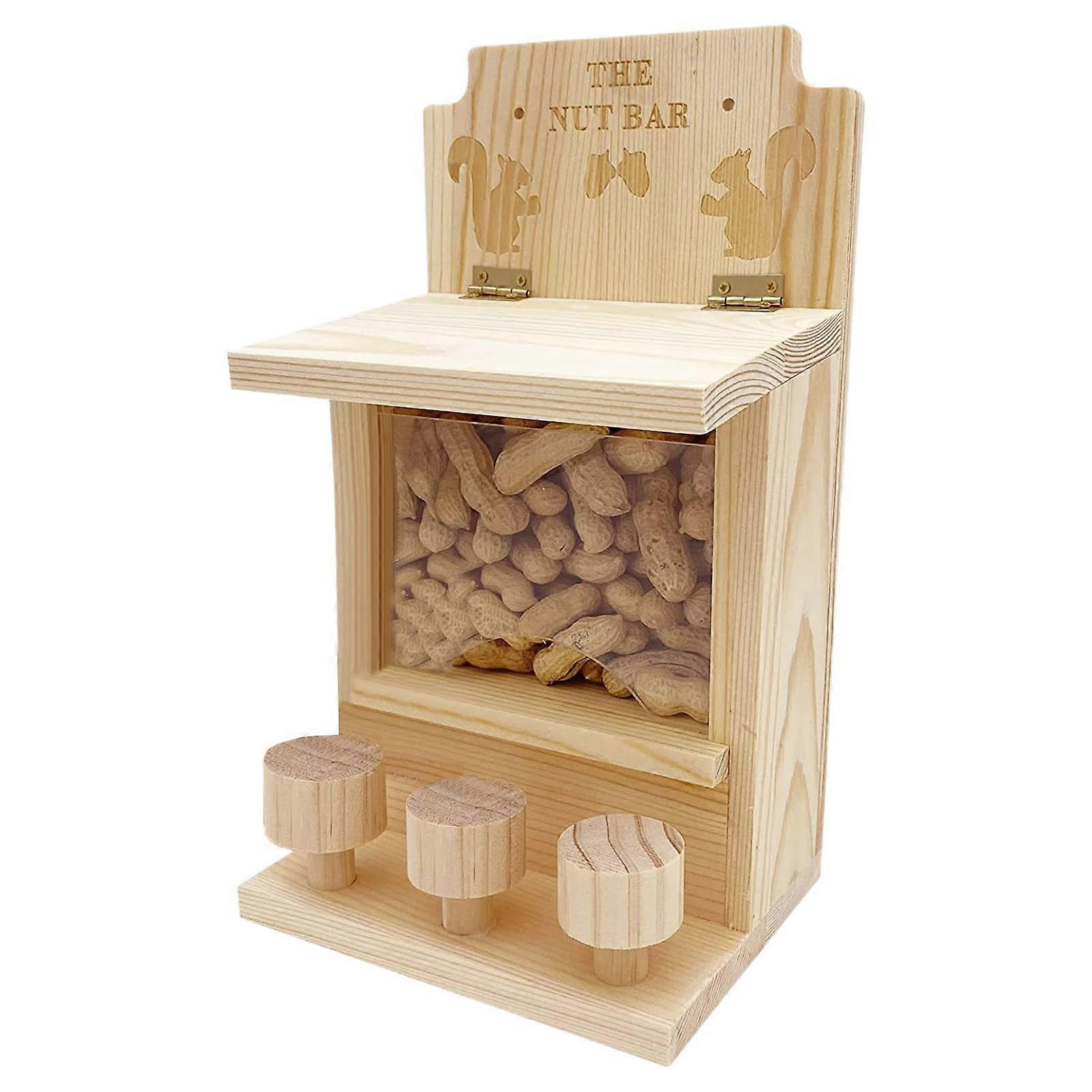 Outdoor Squirrel Feeder with Large Capacity Tray, Weatherproof Rain Shield and Window Mount