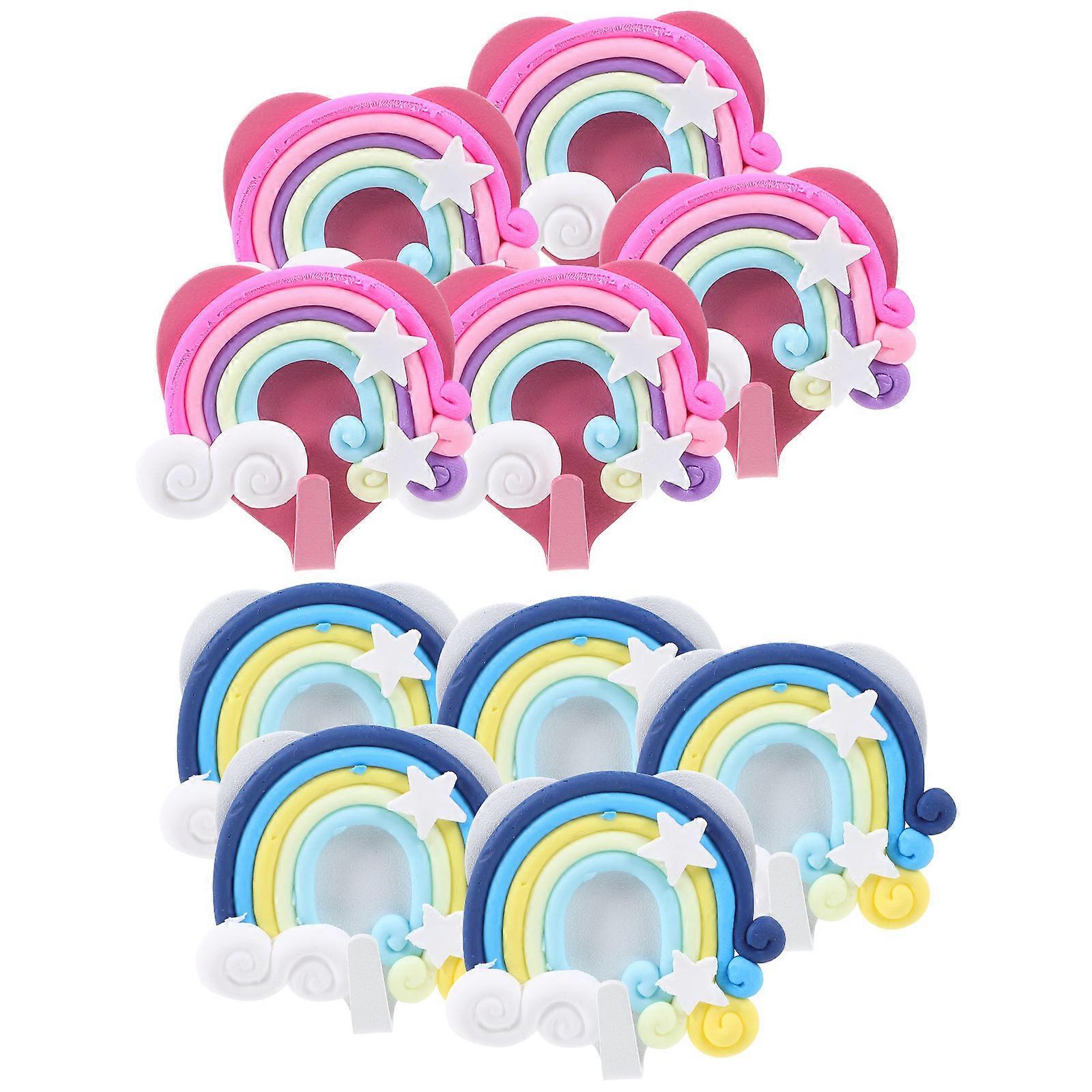 Closet Hooks Clouds Star Rainbow Wall Mounted Hanger 10Pcs for Hanging Use
