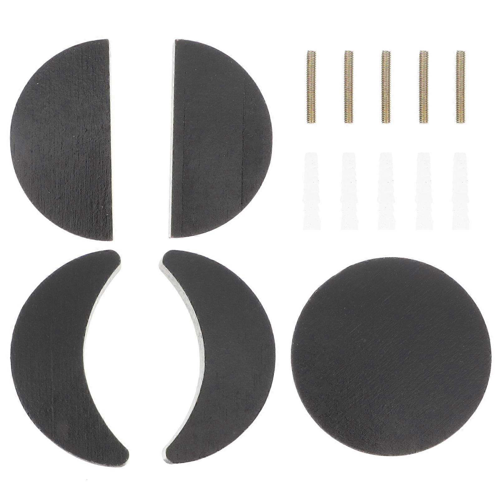 Wooden Moon-Shape Hanging Hooks for Home Use 5Pcs Wall-Mounted Hooks