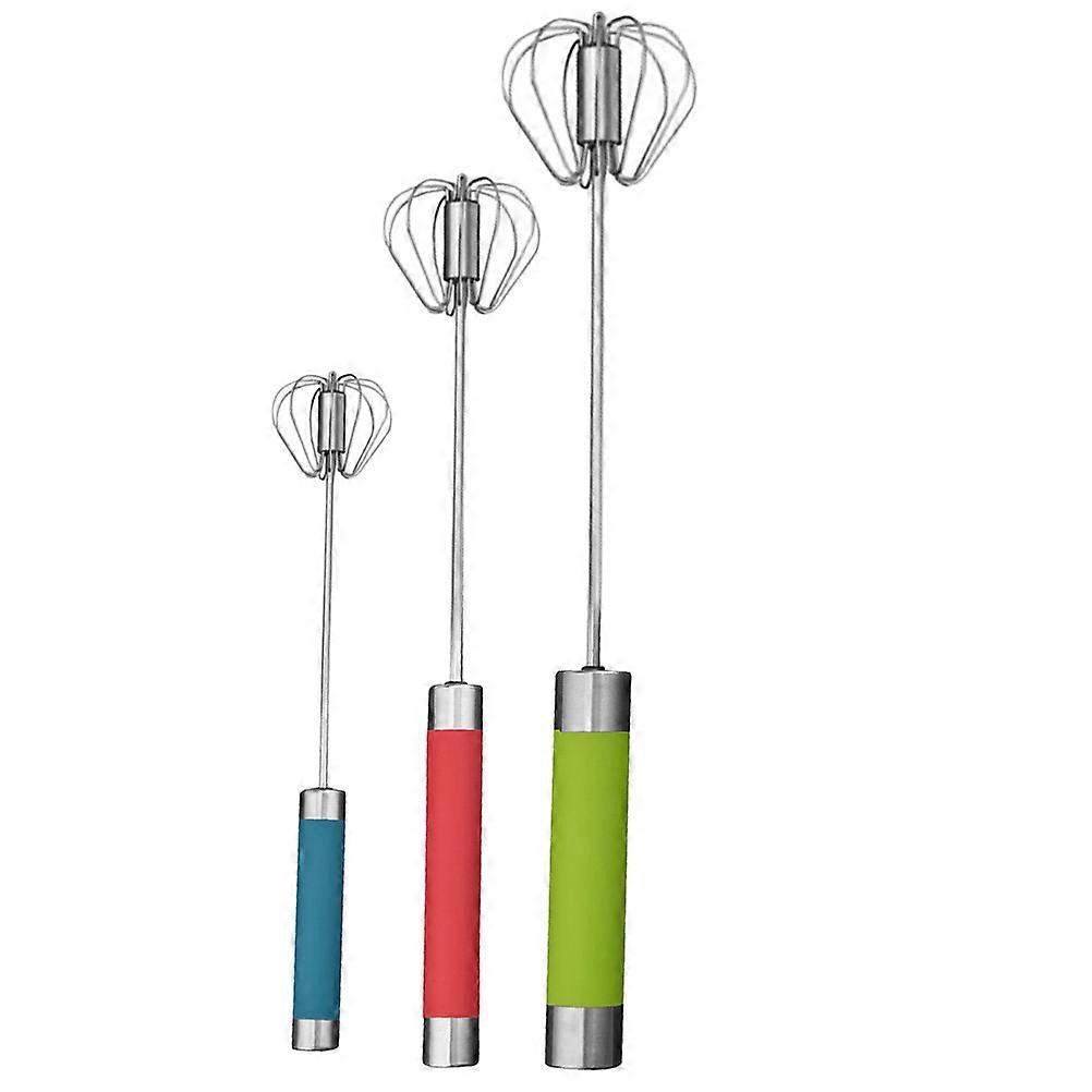 Eggbeater Stainless Steel Rotary Egg Beater for Kitchen Use 3Pcs Set