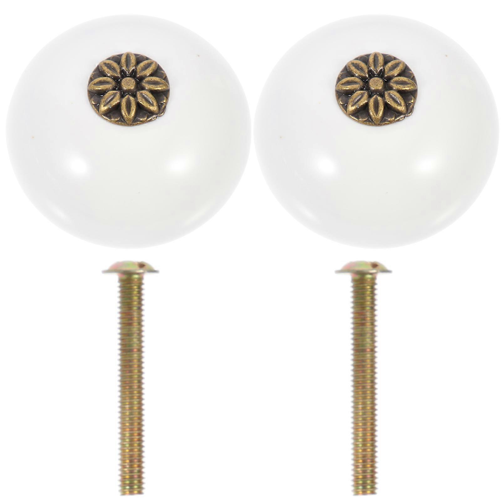Small Cabinet Knobs Round Single Hole Chest of Drawers White 2Pcs