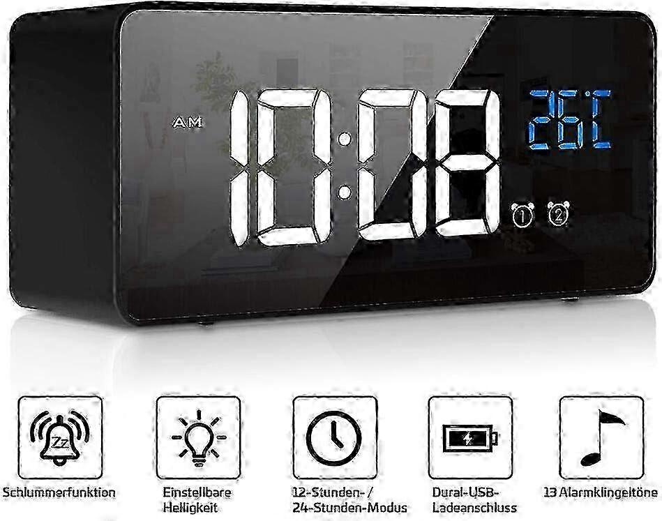 2025 LED Digital Clock Desk Clock with Voice Control Function and Temperature Display