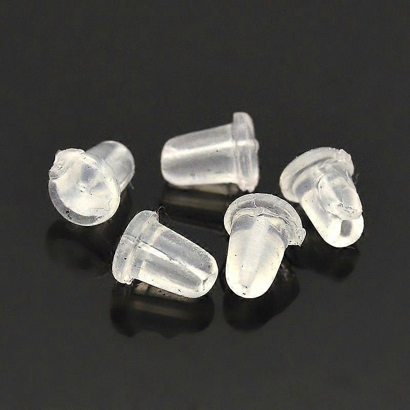 Clear Plastic Ear Nuts Earring Backs 4x6mm Hole: 0.5mm about 9000pcs/bag