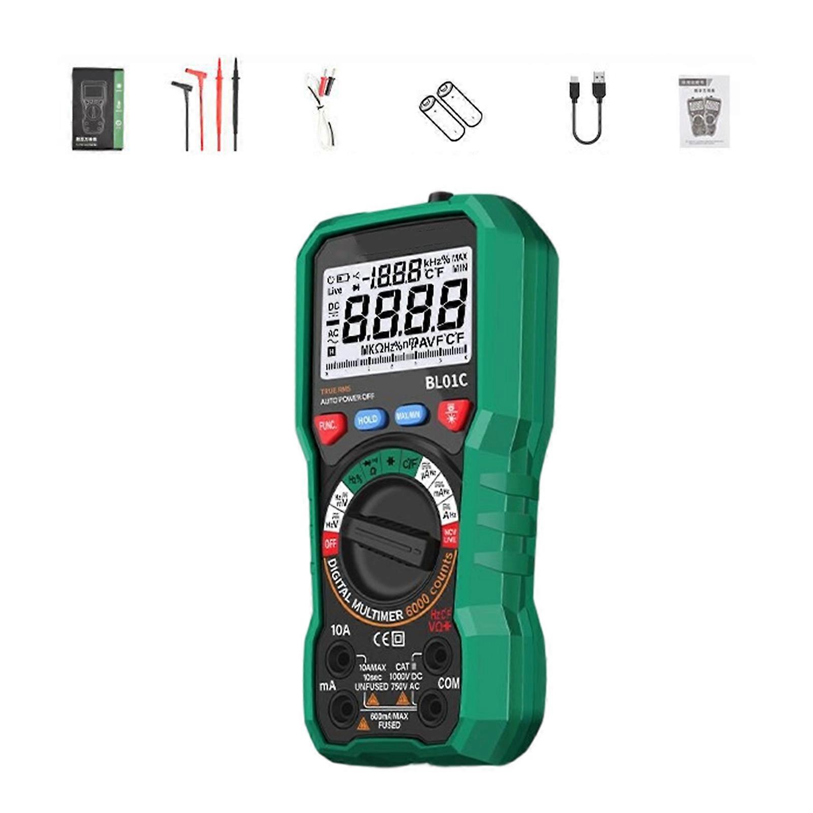 Multimeter Detecting Voltage Current Resistance Capacitance NCV Temperature for Electrical Testing Professional Multicolor