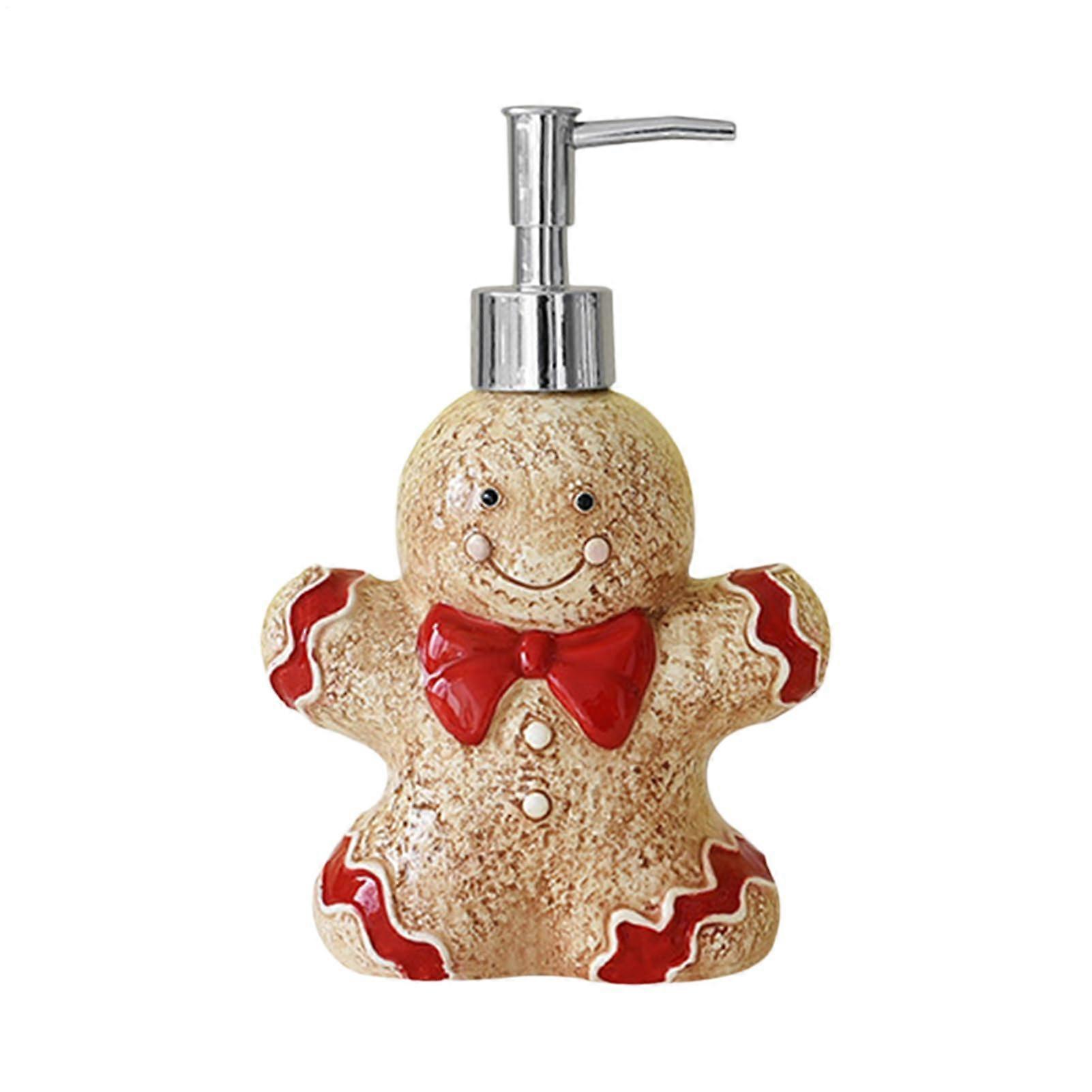 Christmas Soap Dispenser Ceramic Santa Gingerbread Pump Holiday 3D Design Refillable Kitchen Bath