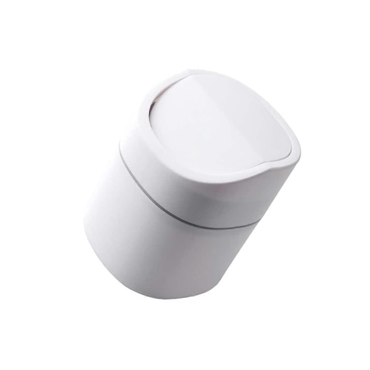 Mini Trash Can with Lid Compact Desktop Waste Bin for Office Bathroom Kitchen Car White