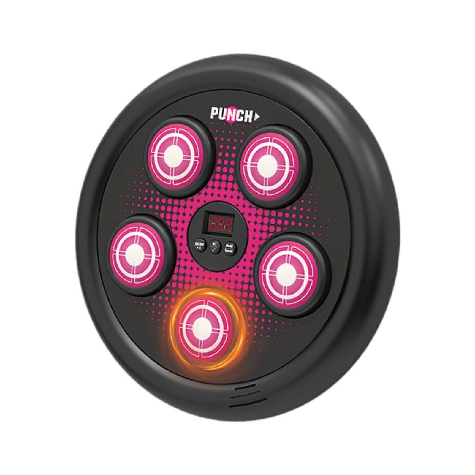 Smart Boxing Training Machine Wall Mounted Punching Target with Lights Pink Adjustable Height