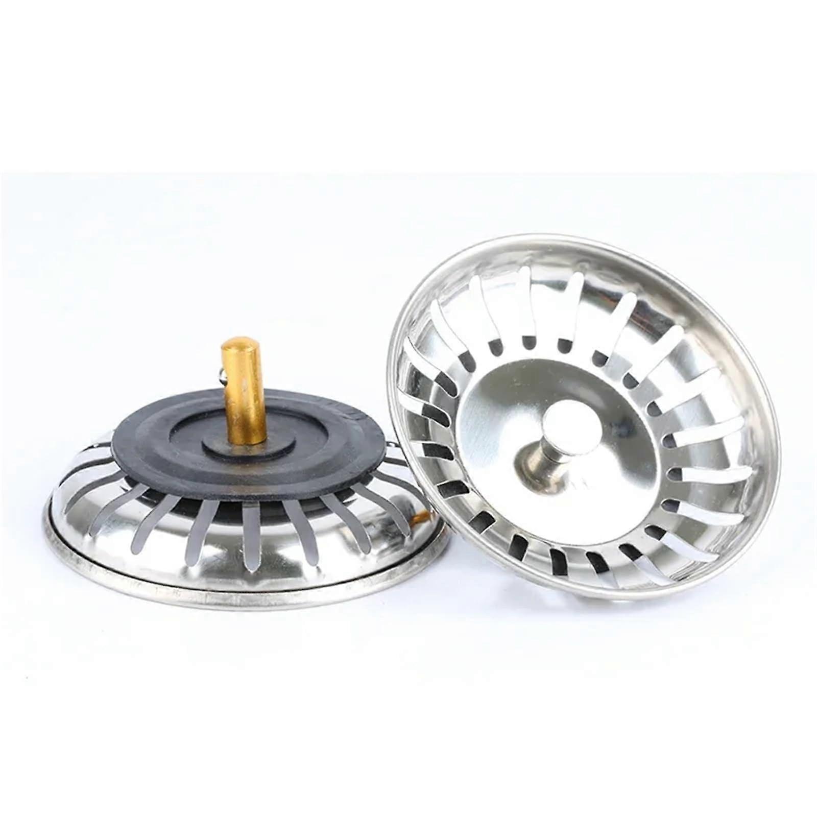 Stainless Steel Kitchen Sink Strainer with Removable Stopper, Rust Resistant, Silver 2pcs