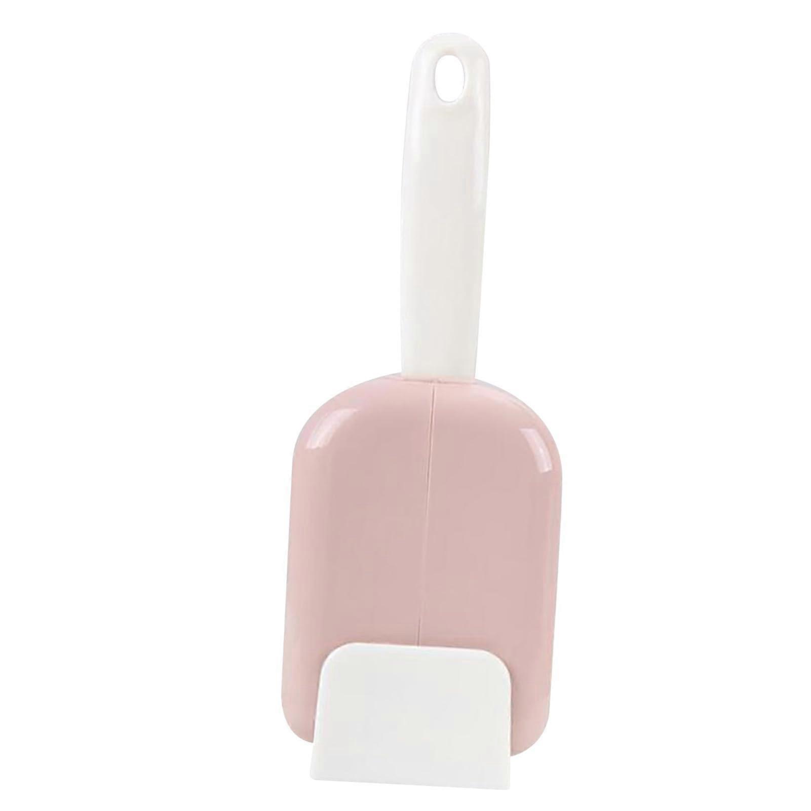 Rice Spoon with Stand Holder, Vertical Serving Spoon with Automatic Lid and Ergonomic Handle, Pink