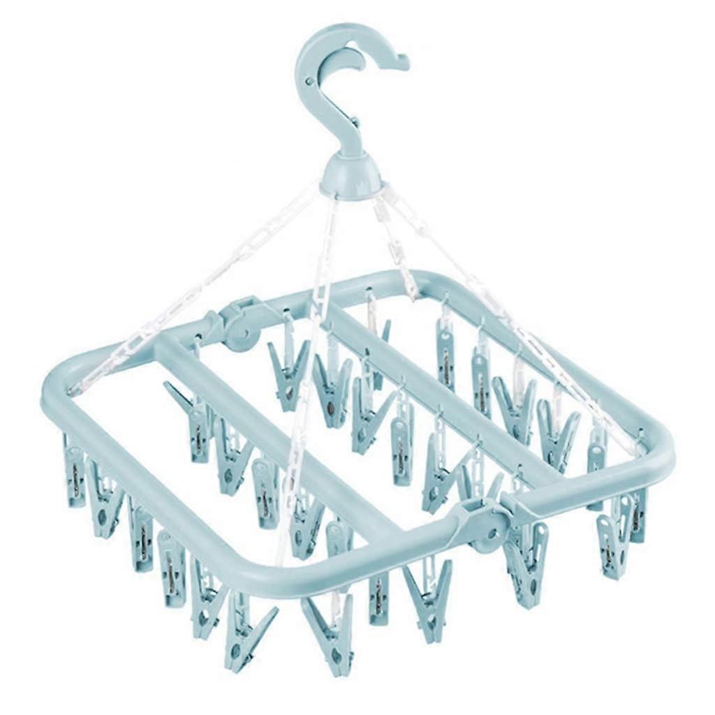 Foldable 32 Clip Clothes Drying Rack for Socks Underwear and Childrens Laundry, White