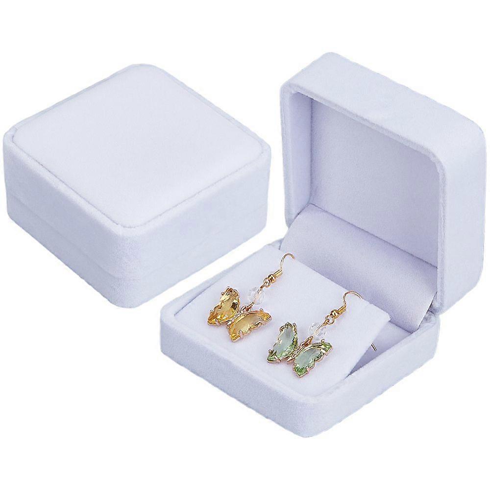 2pcs Velvet Earring boxes Square White 7x7x3.85cm