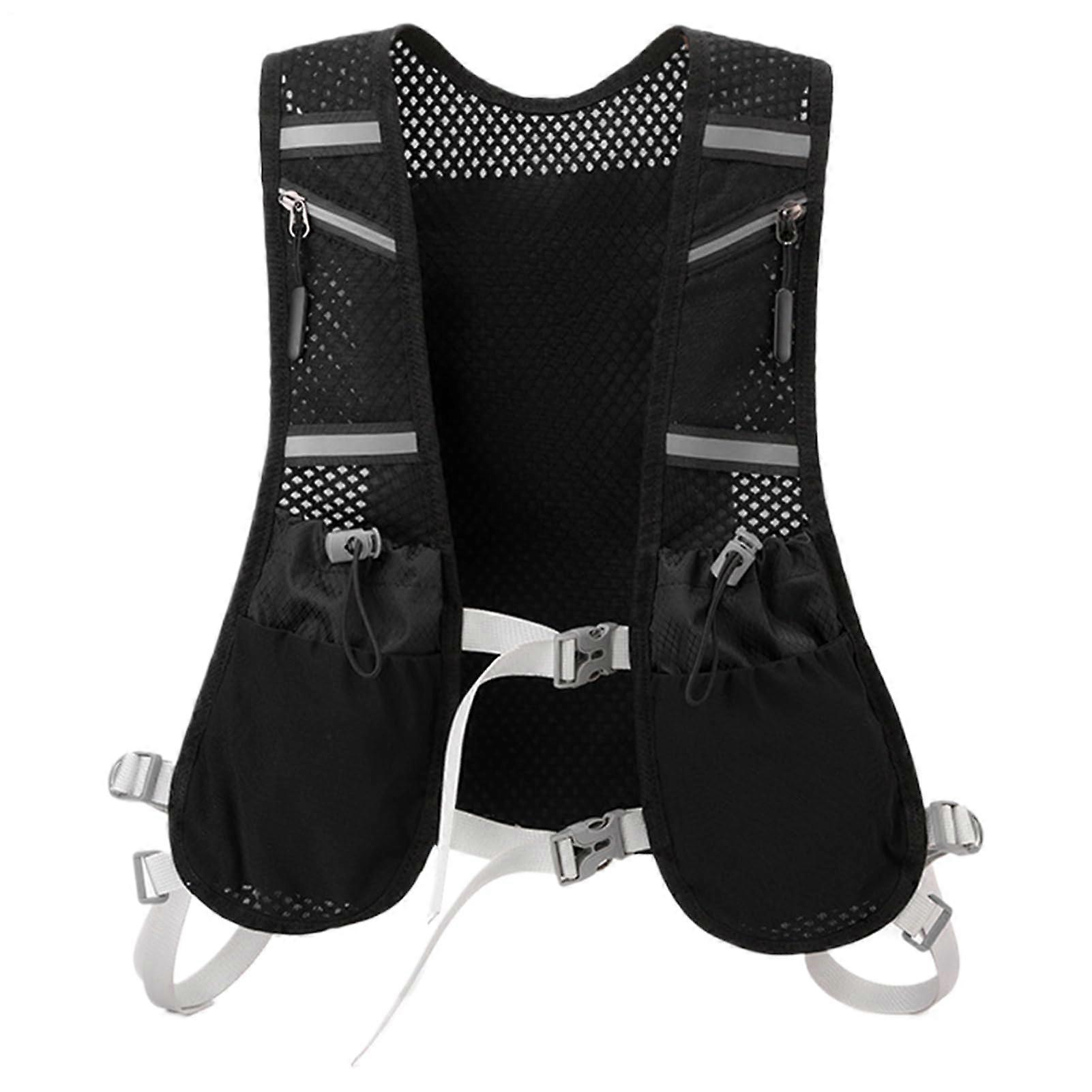 Running Hydration Vest with Dual Soft Flasks, Reflective Safety, 7 Pockets for Trail Running