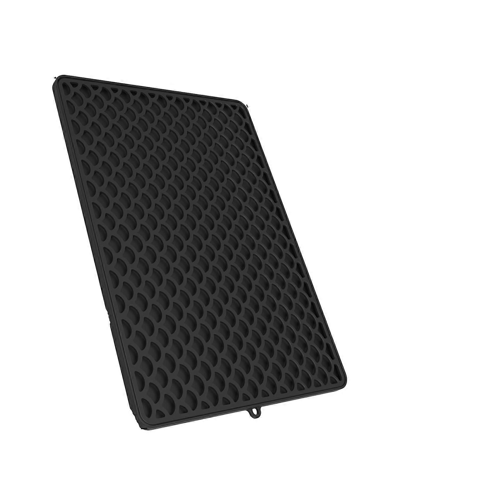 Waterproof Double Layer Cat Litter Mat Silicone NonSlip Easy Clean Foldable SpaceSaving Design Black