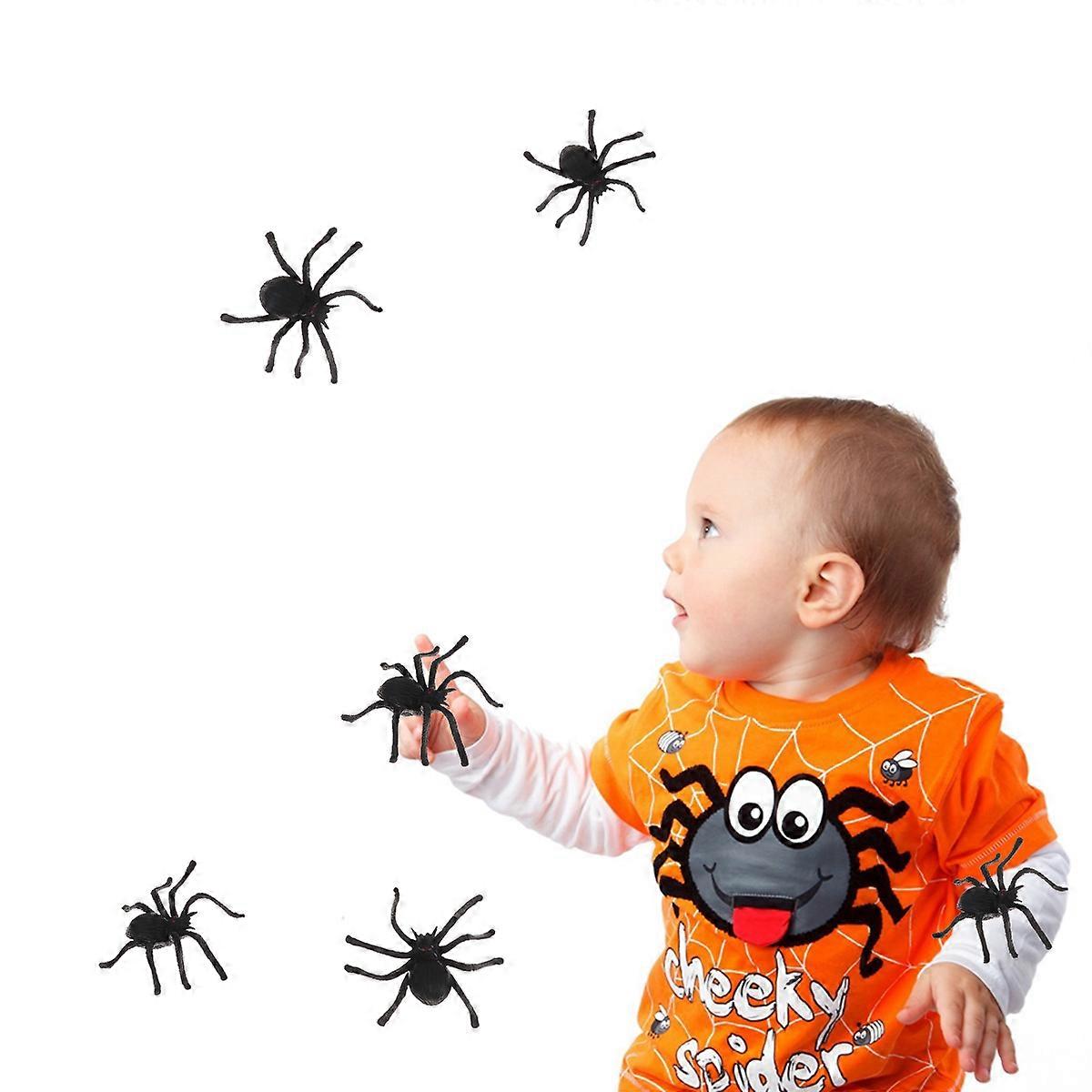 Tricky Spider Black Plastic Simulates Big Spiders Trick Toy 20Pcs