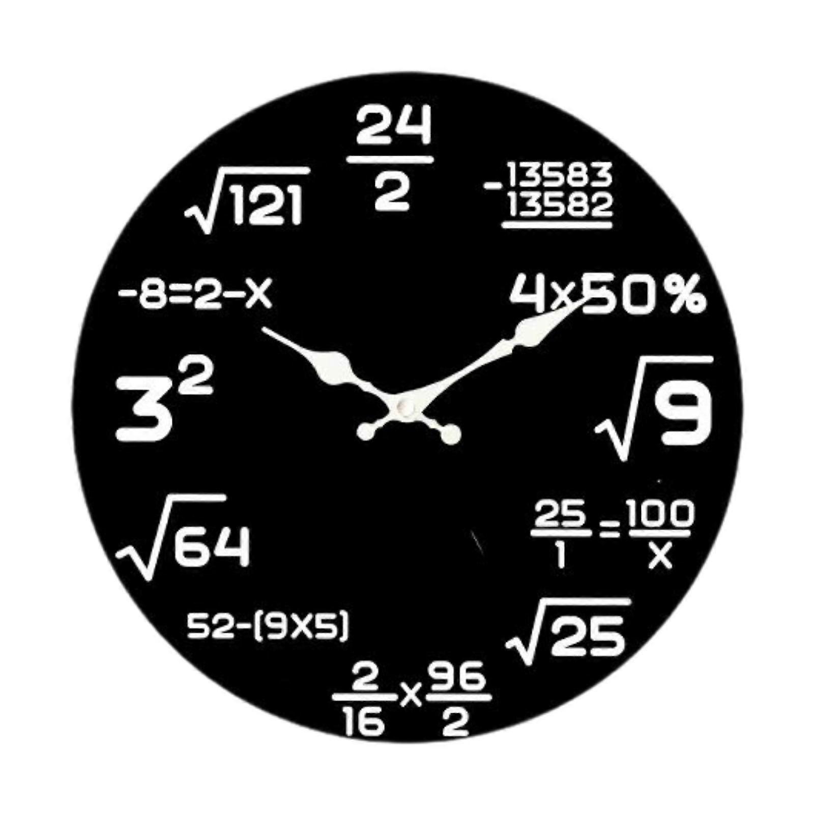 Math Equations Wall Clock Creative 30cm Simple Mathematics Black Board Clock