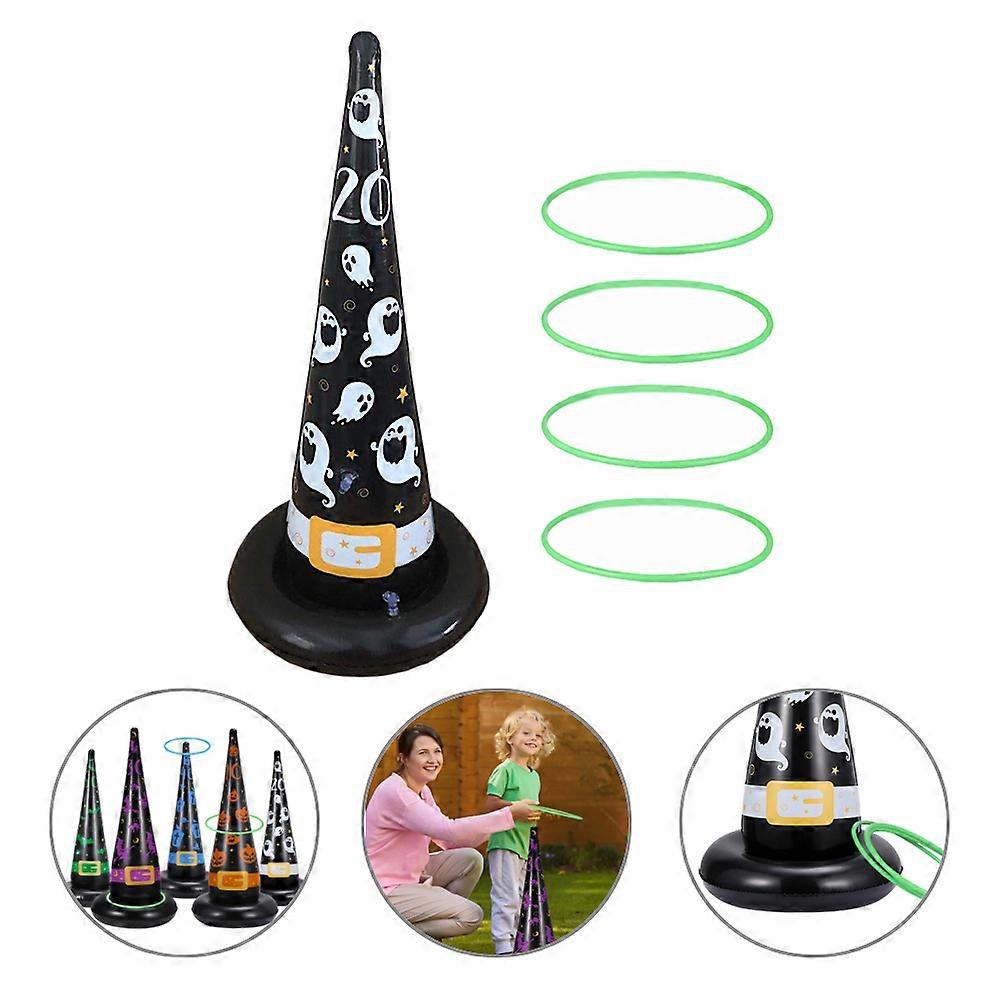 Inflatable Witch Hat Ring Toss Set for Halloween 1Set Party Game