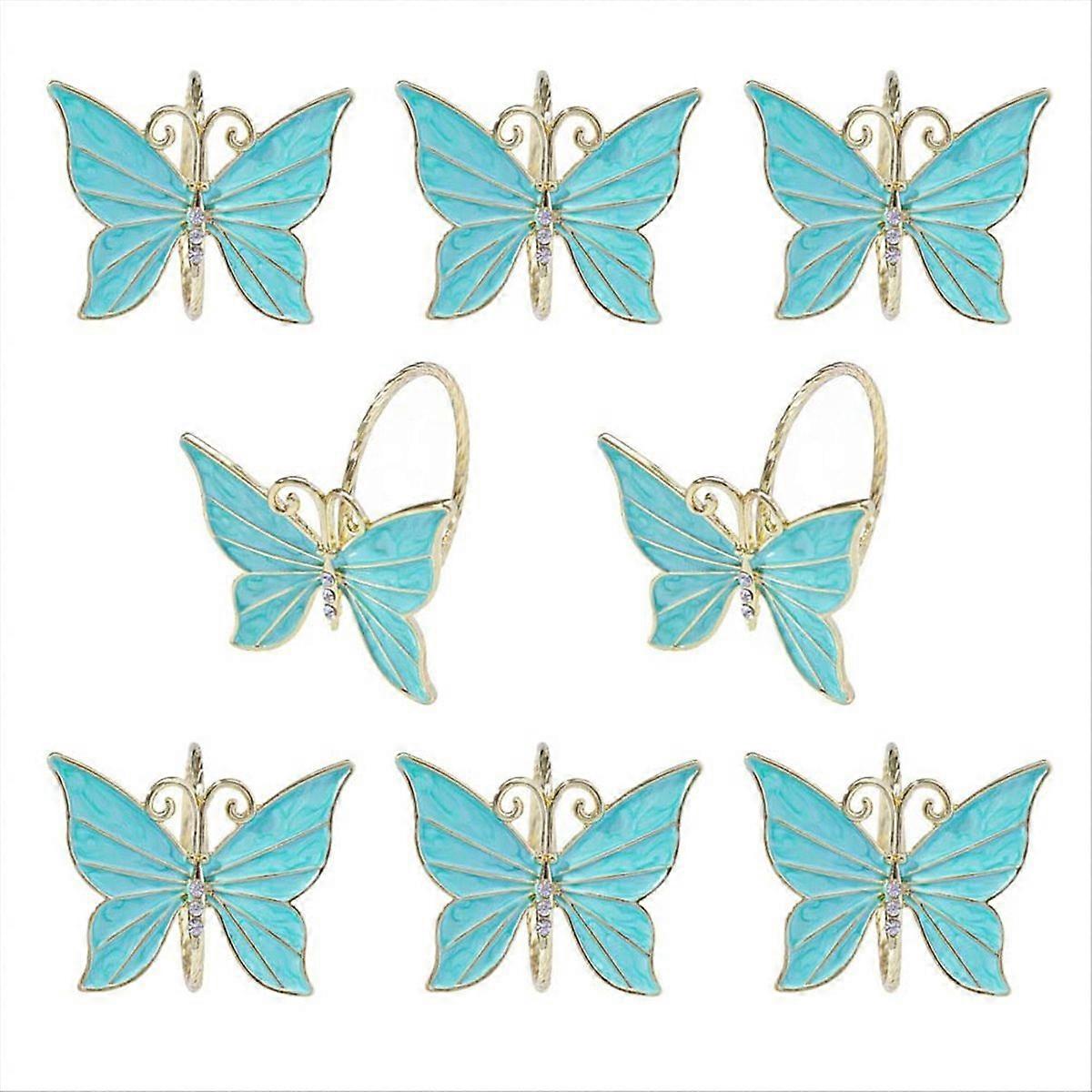 8PCS Flower Butterfly Napkin Ring Holder for Easter Wedding ,B