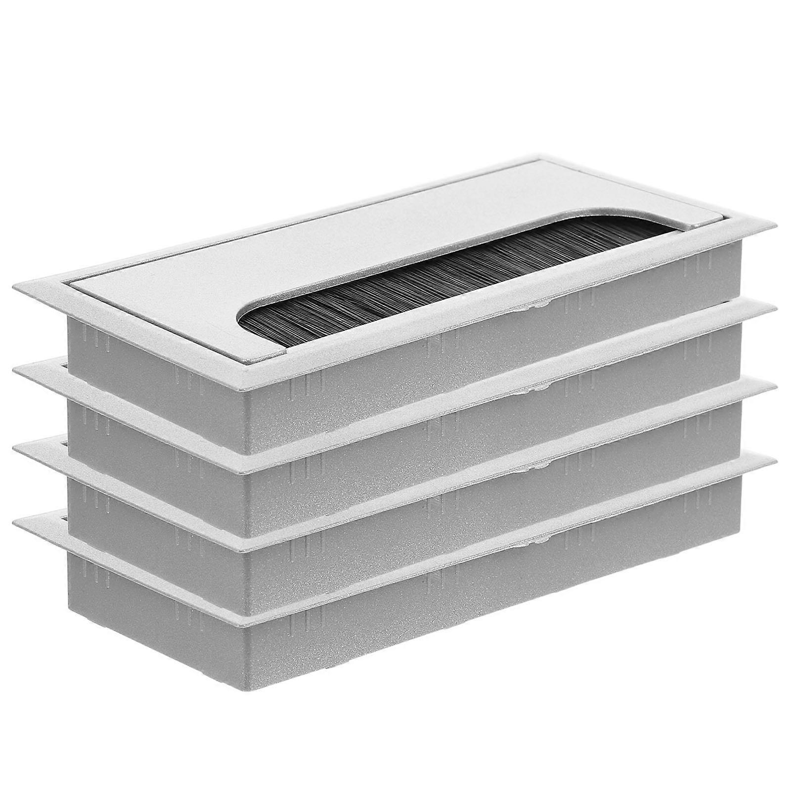 Cache-câbles de bureau (lot de 4) - Argenté