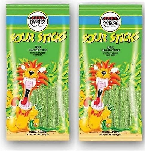 Paskesz Sour Candy Sticks Apple 2 Pack