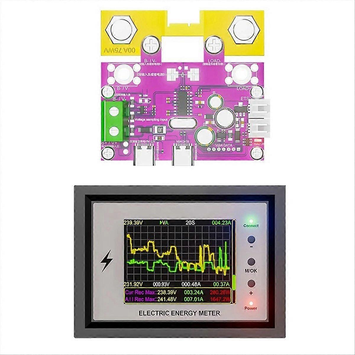 Battery Capacity Tester Voltage Current Coulomb Meter 100A