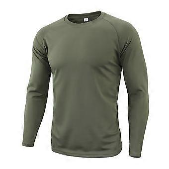 Men's Long Sleeve Camouflage Sports Shirt 3XL Green Breathable MoistureWicking Gym