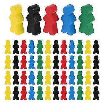 100 peças de meeples de madeira: peças de xadrez multicoloridas - peças de reposição para jogos de tabuleiro - peças pequenas para noites de jogos em família