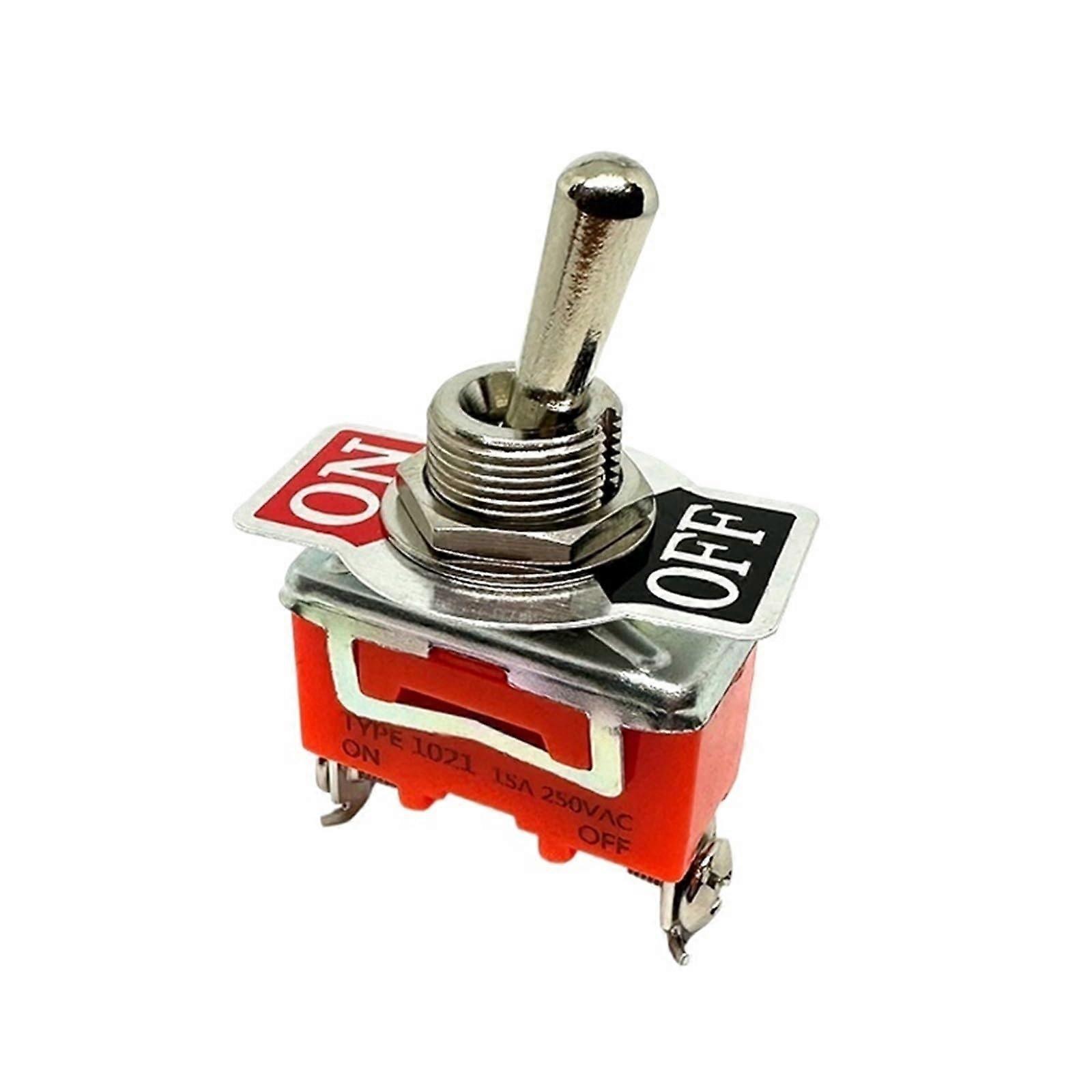 15A 250V SPST SelfLocking Rocker Toggle Switch 12mm Mounting Hole 2 Terminal