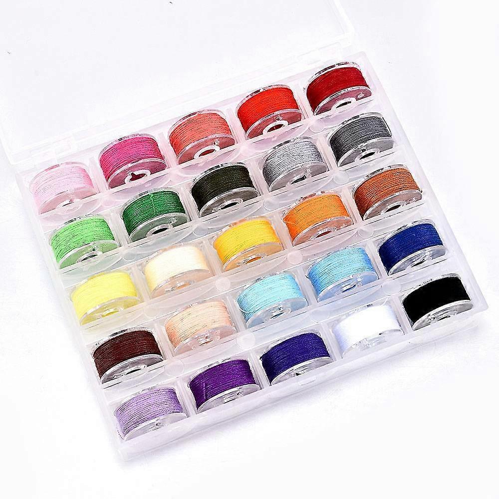 25pcs Bobbins Sewing Thread Spools With Plastic Case For Sewing Machine