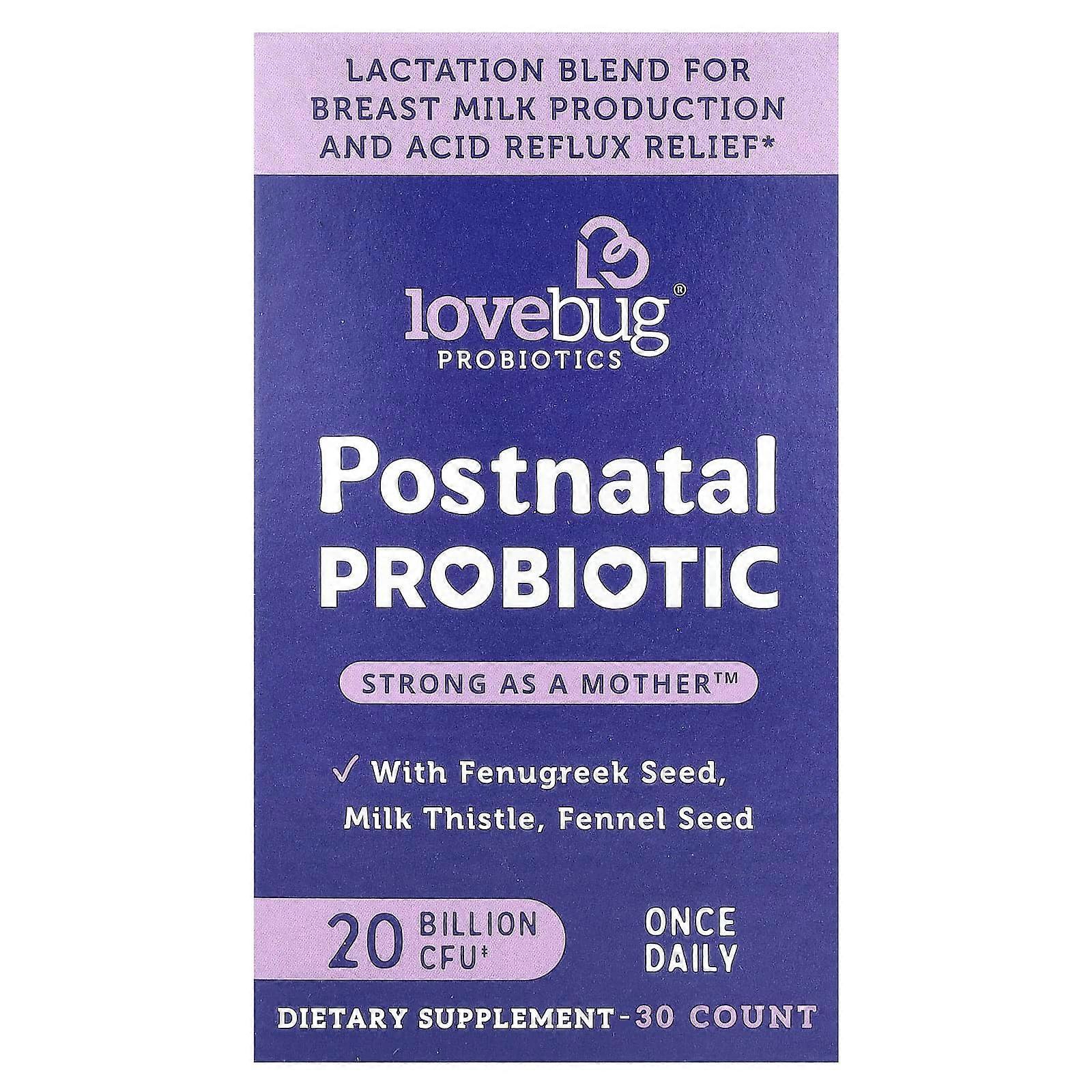 LoveBug Probiotics, Postnatal Probiotic, 20 Billion CFU, 30 Count