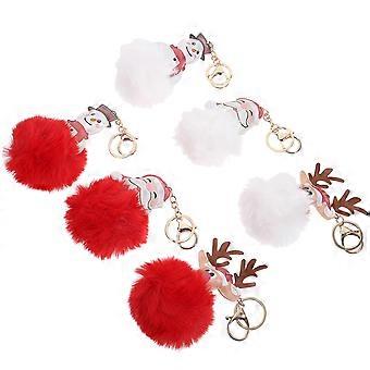 Christmas Pom Pom Keychain Backpack Charms for Decoration 24Pcs Pack