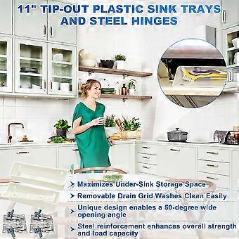 Bandeja abatible de 28 cm con cierre suave para fregadero, bandejas abatibles, resistentes, ideales para maximizar el almacenamiento en la cocina y el baño (juego de 2)