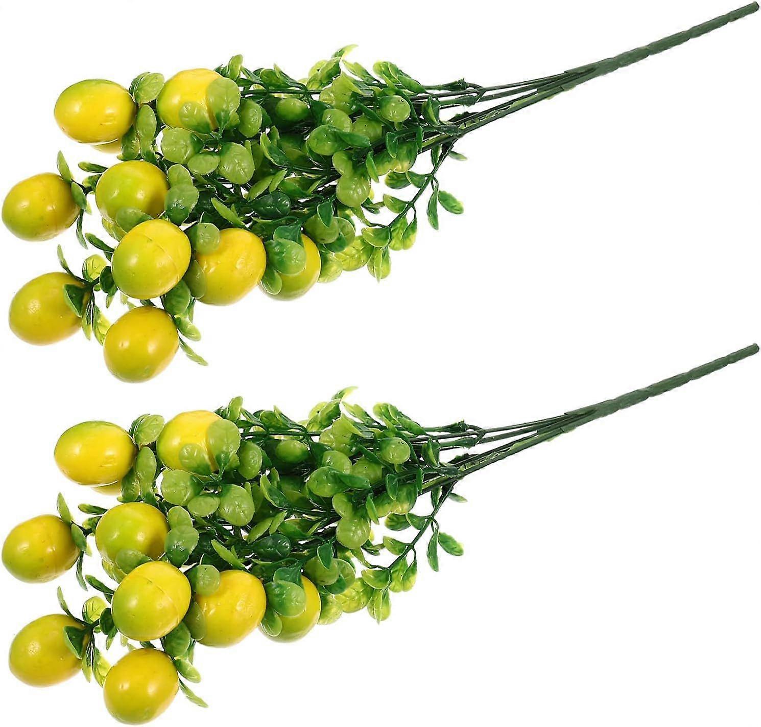 2 Pcs Artificial Lemon Fruit Branches Decorative Simulation