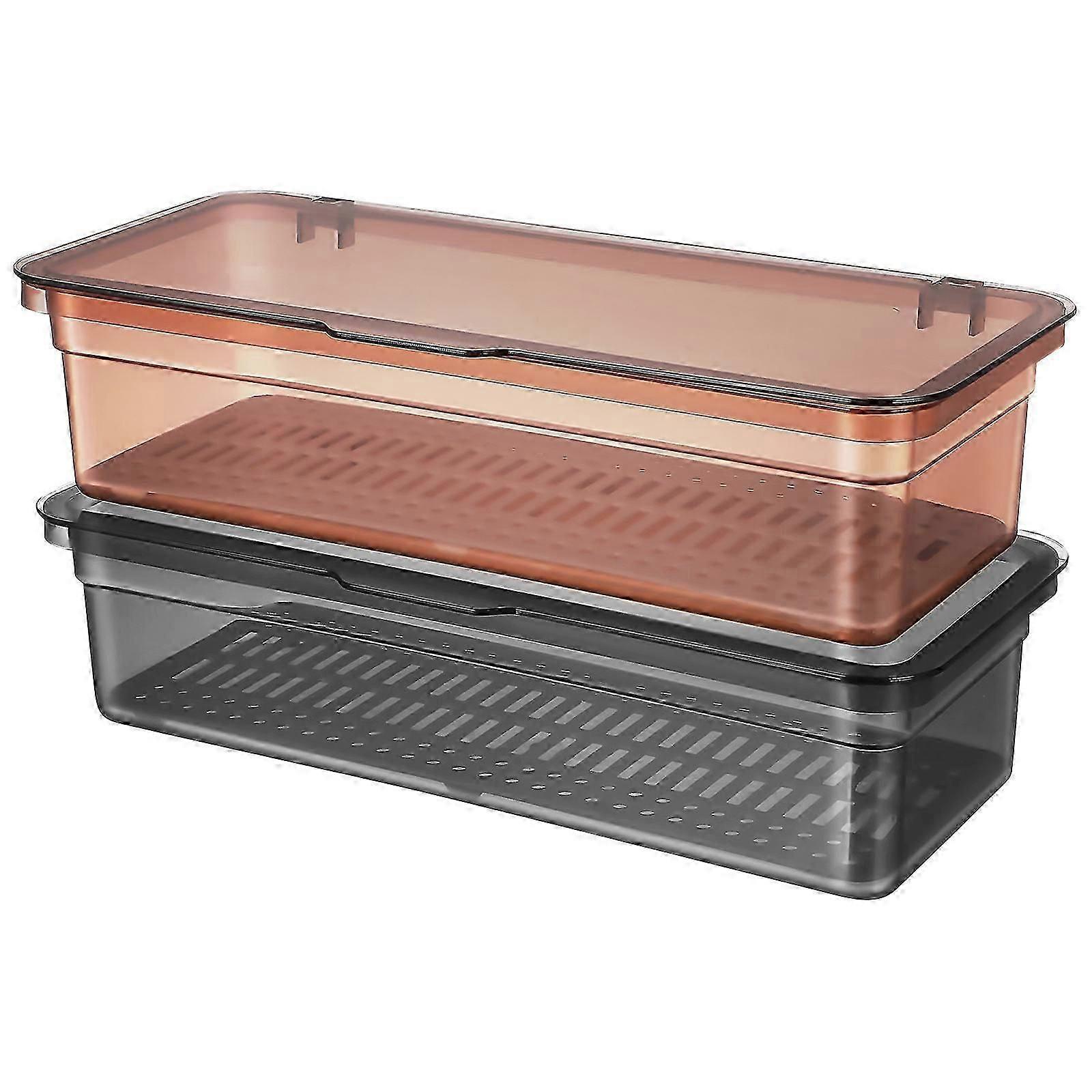Plastic Flatware Trays with Lid for Kitchen Storage 2Pcs Organizer Boxes
