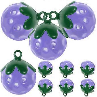 Erdbeer-Glöckchen-Anhänger, Haustierglöckchen zum Klingen, 10 Stück, violettes Kupferzubehör