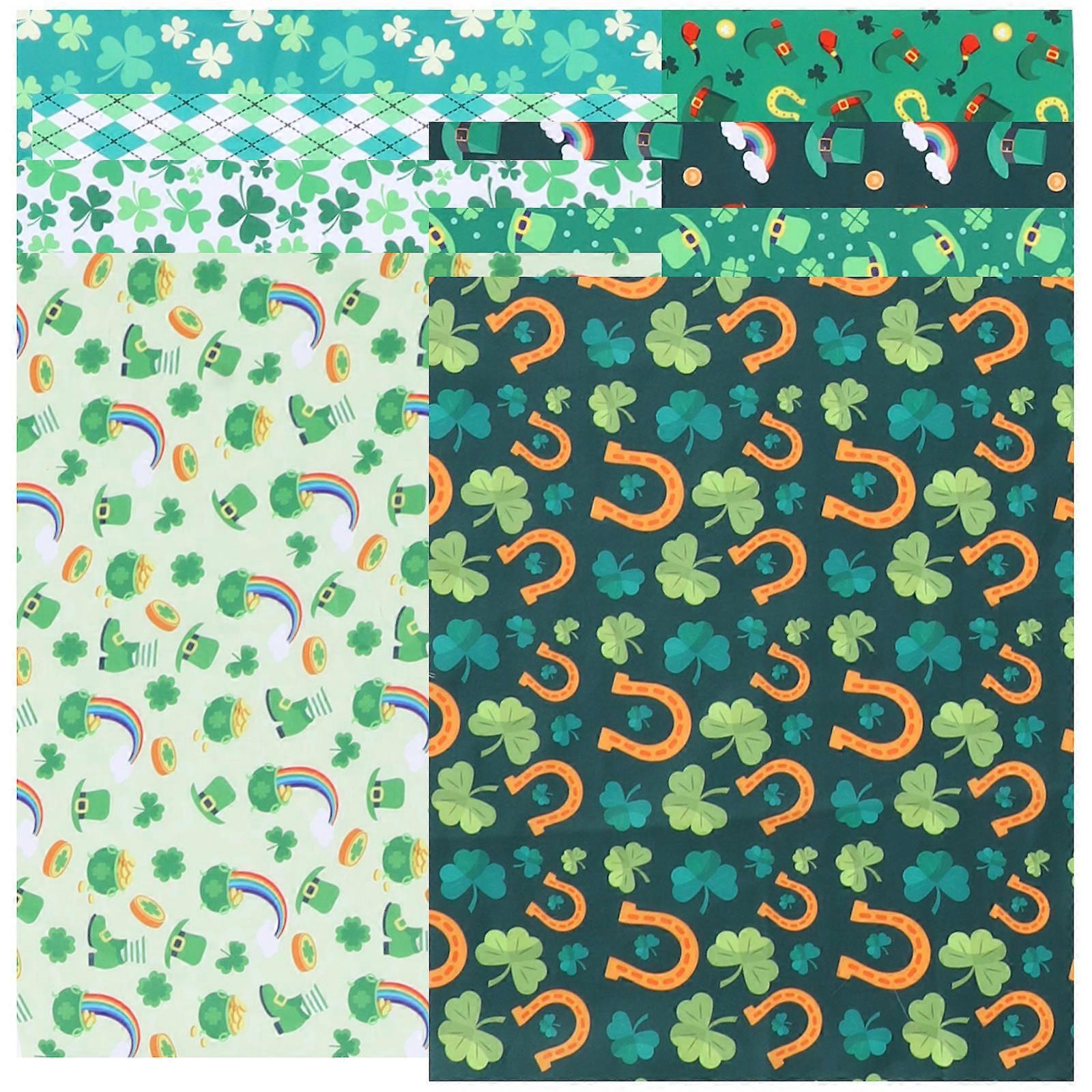 St. Patrick's Day Patchwork DIY Fabric Sheets for Decorative Sewing 8 Sheets