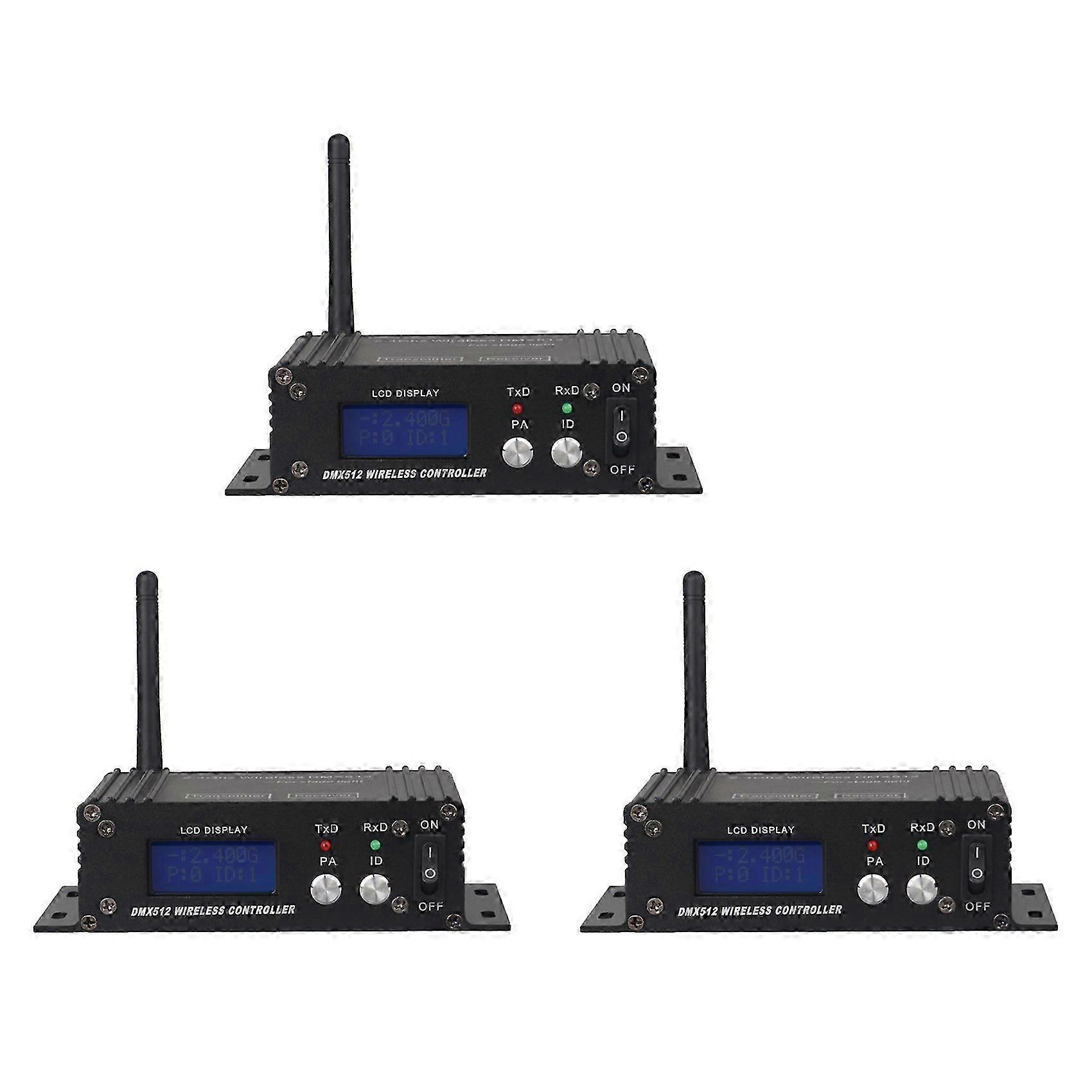 3X DMX 512 Wireless Controller Receiver Transmitter LCD Display Power Adjustable EU Plug