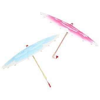 Oil Paper Umbrella Decorative Bamboo Umbrella for Dancing Use 2Pcs Peony Motif