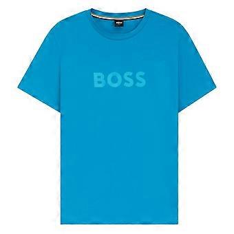 Koszulka BOSS Contrast Logo RN w kolorze turkusowym