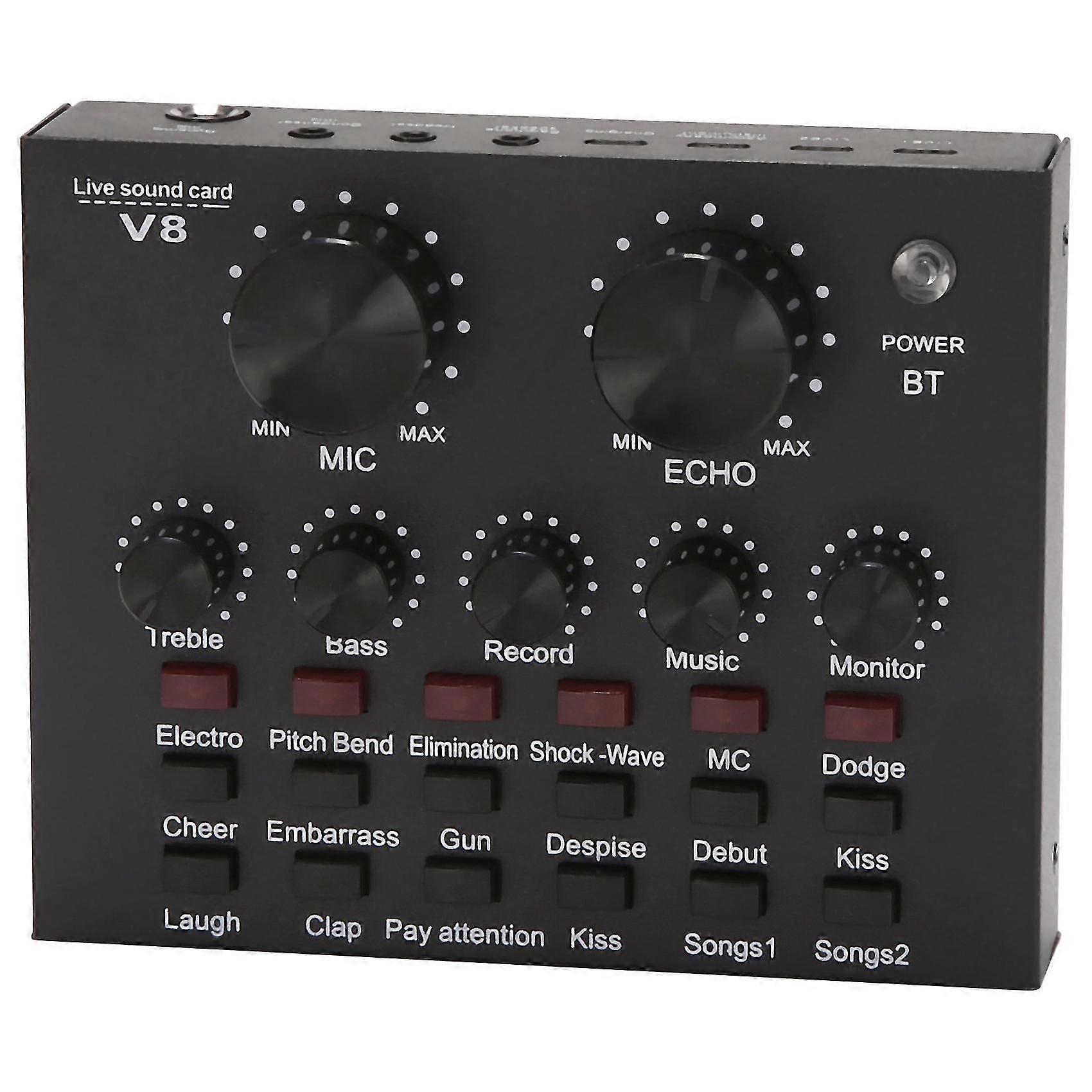 V8 Sound Card Audio Set Interface External Usb Live Microphone Sound Card Bluetooth Function For Co